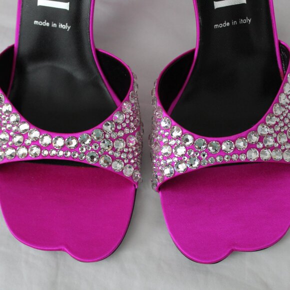 NWB Gucci Jeweled Beaded Raso Seta Fuchsia Heels Sandals 40 749663 - Picture 6 of 10